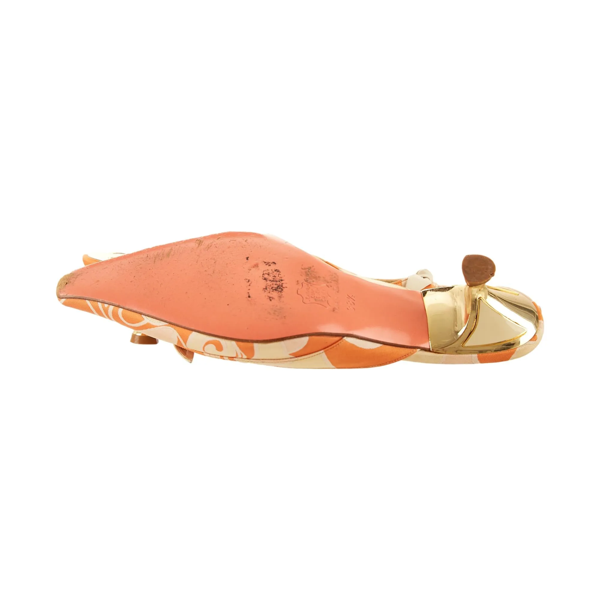 Fendi Orange Wave Print Kitten Heels