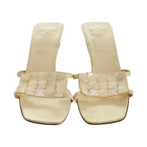 Fendi White Shell Kitten Heels