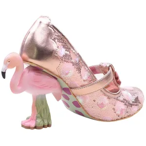 Flamingo-Heel Embroidered Mary Jane Shoes