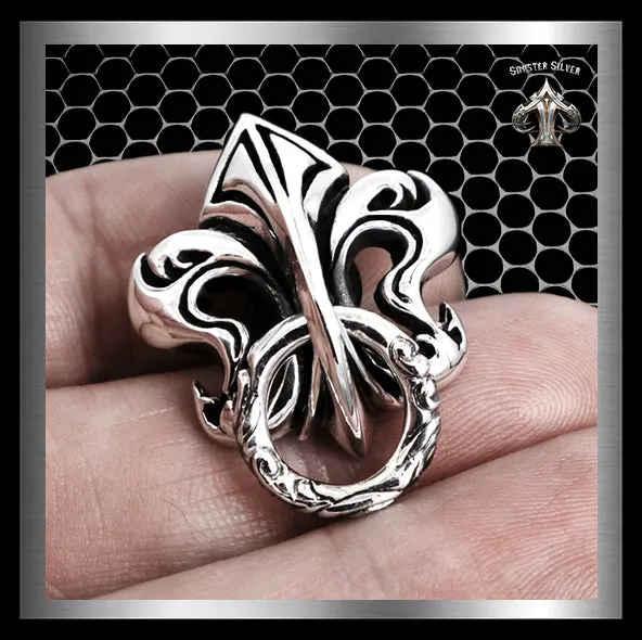 Fleur De Lis Wallet Chain Connector Concho Sterling Silver