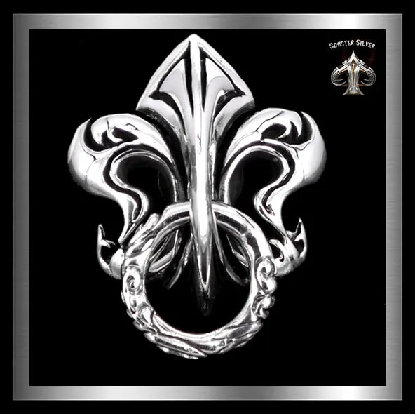 Fleur De Lis Wallet Chain Connector Concho Sterling Silver