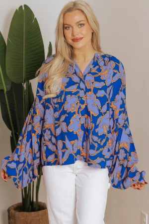 Floral Batwing Sleeve Loose Fit Shirt
