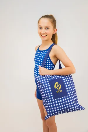 Floral Check - Canvas Tote Bag - Reversible