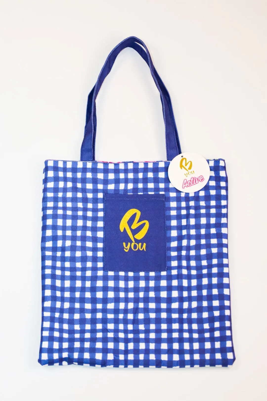 Floral Check - Canvas Tote Bag - Reversible
