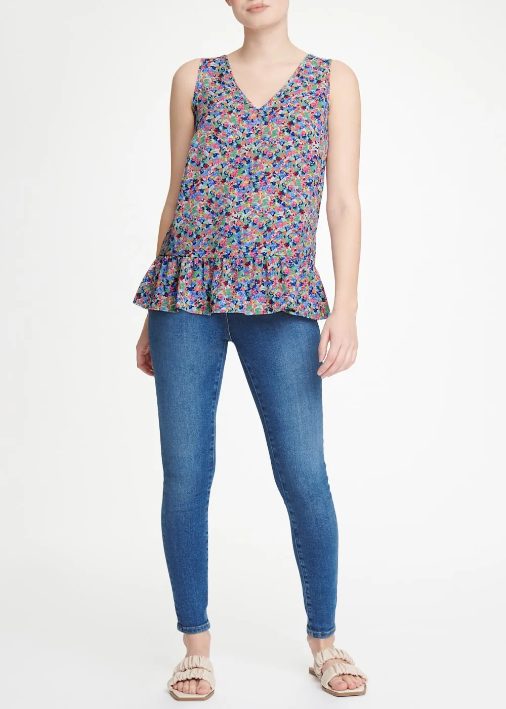 Floral Peplum Hem Vest