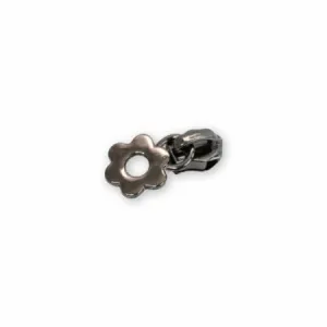 Four Flower Zipper Pulls Gunmetal --- Sallie Tomato