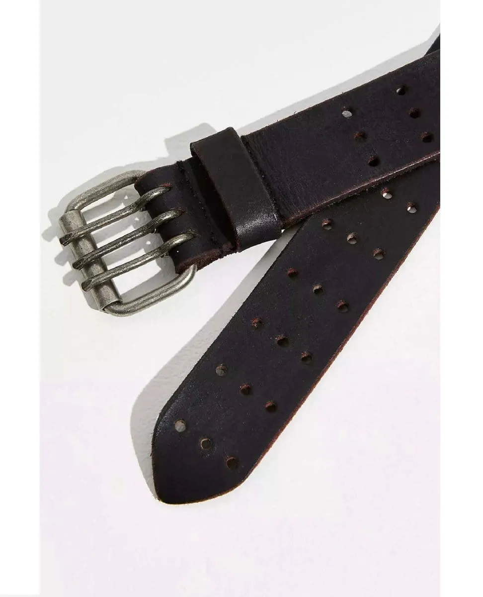 Free People Triple Threat Leather Belt Black