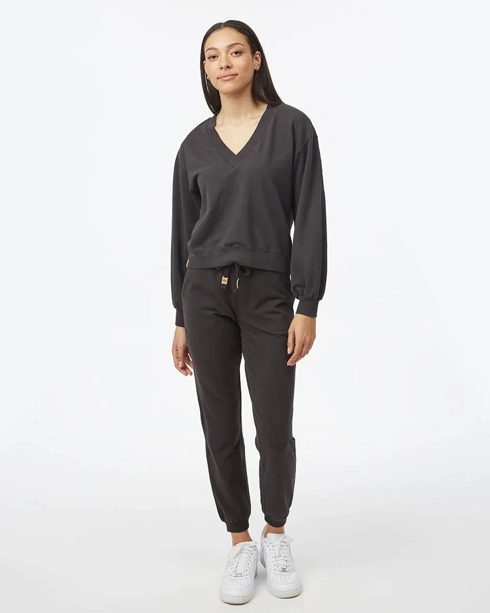 French Terry V-Neck Balloon Sleeve