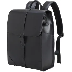 Full Grain Leather Men's Business Backpack 14 inch Laptop Backpack Black Leather Work Backpack School Backpack