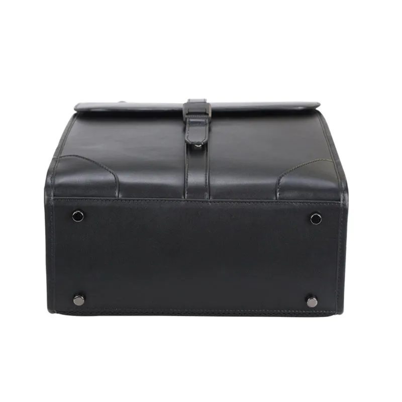 Full Grain Leather Men's Business Backpack 14 inch Laptop Backpack Black Leather Work Backpack School Backpack