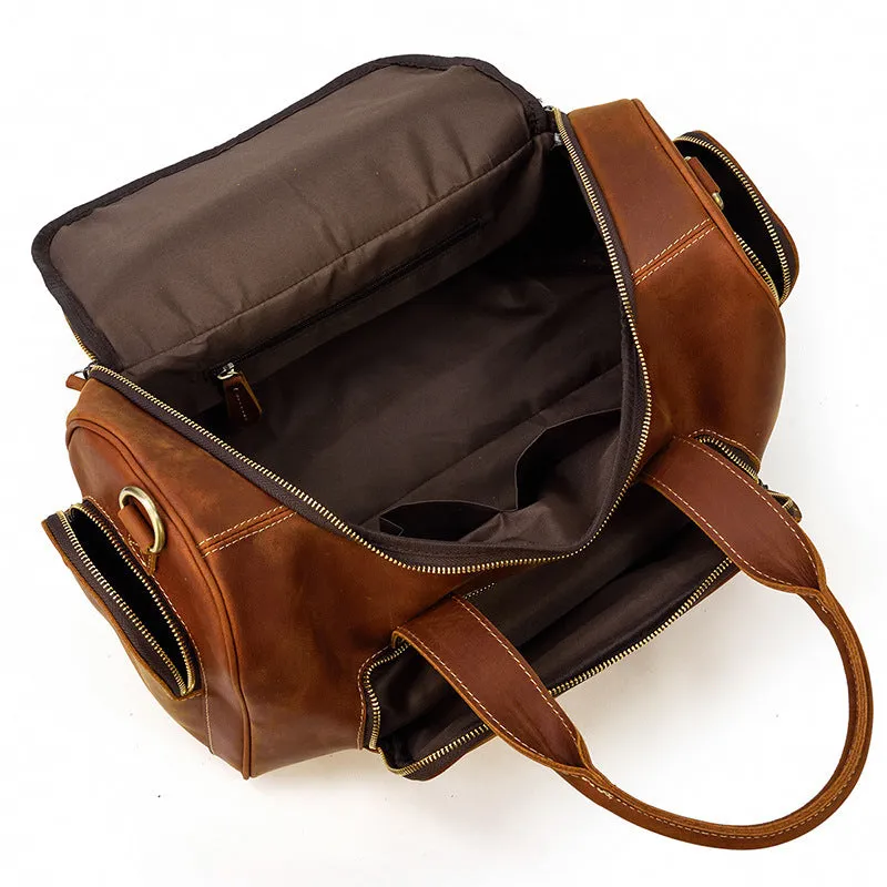 Full Grain Leather Travel Bag Handmade Leather Duffle Bag Mens Overnight Bag Weekender Bag