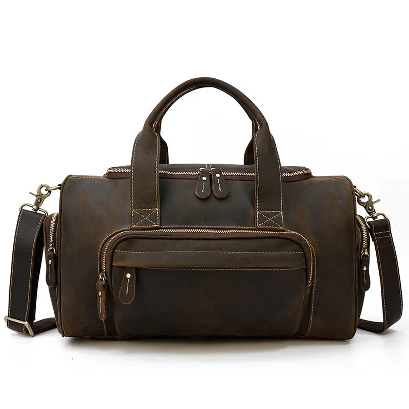 Full Grain Leather Travel Bag Handmade Leather Duffle Bag Mens Overnight Bag Weekender Bag