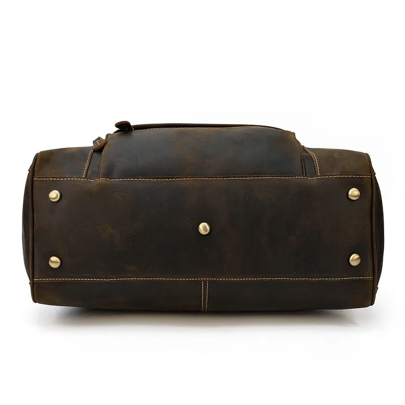 Full Grain Leather Travel Bag Handmade Leather Duffle Bag Mens Overnight Bag Weekender Bag