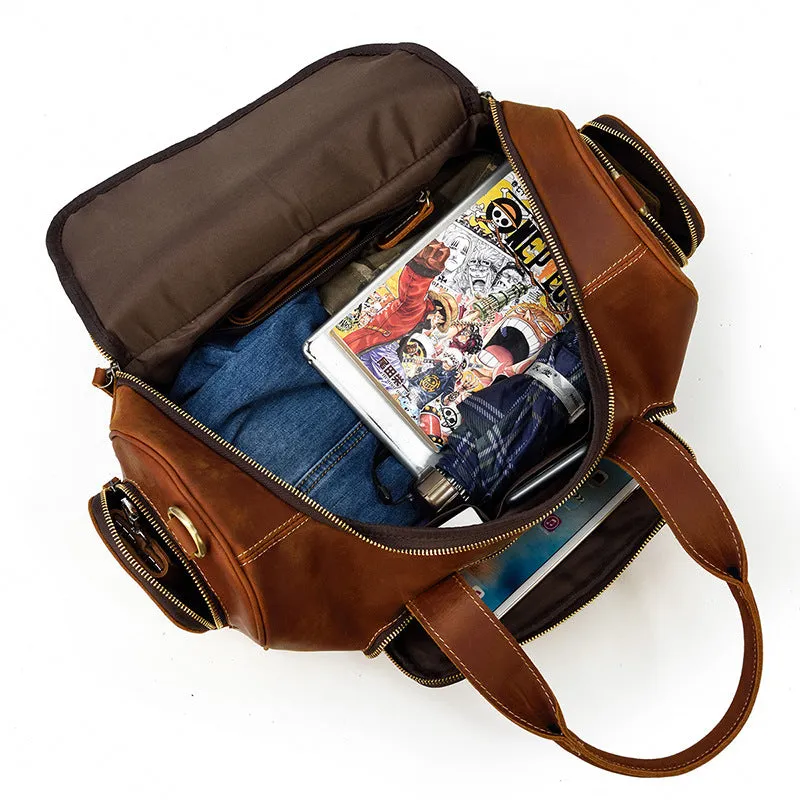 Full Grain Leather Travel Bag Handmade Leather Duffle Bag Mens Overnight Bag Weekender Bag