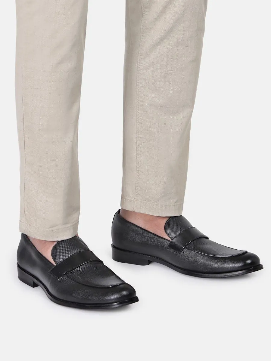Genuine Leather Black Penny Loafers