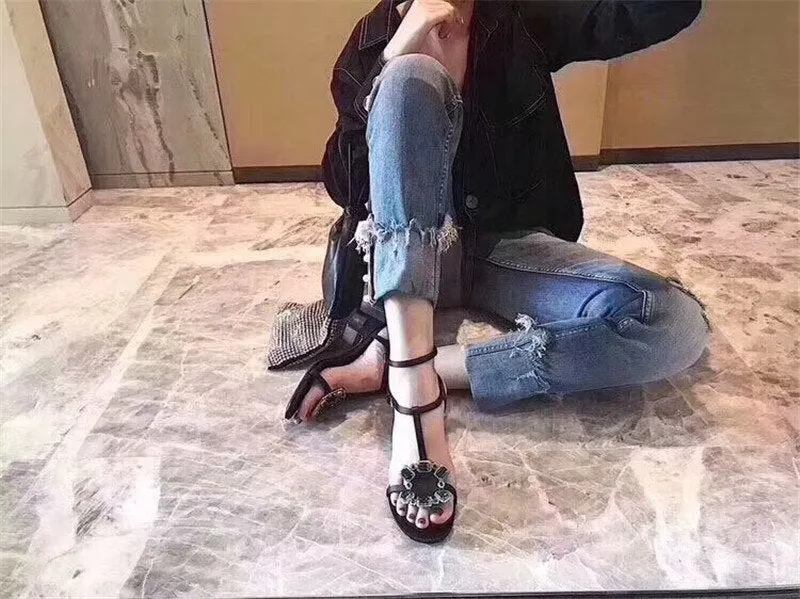 Genuine Leather Sandals Women High Heels