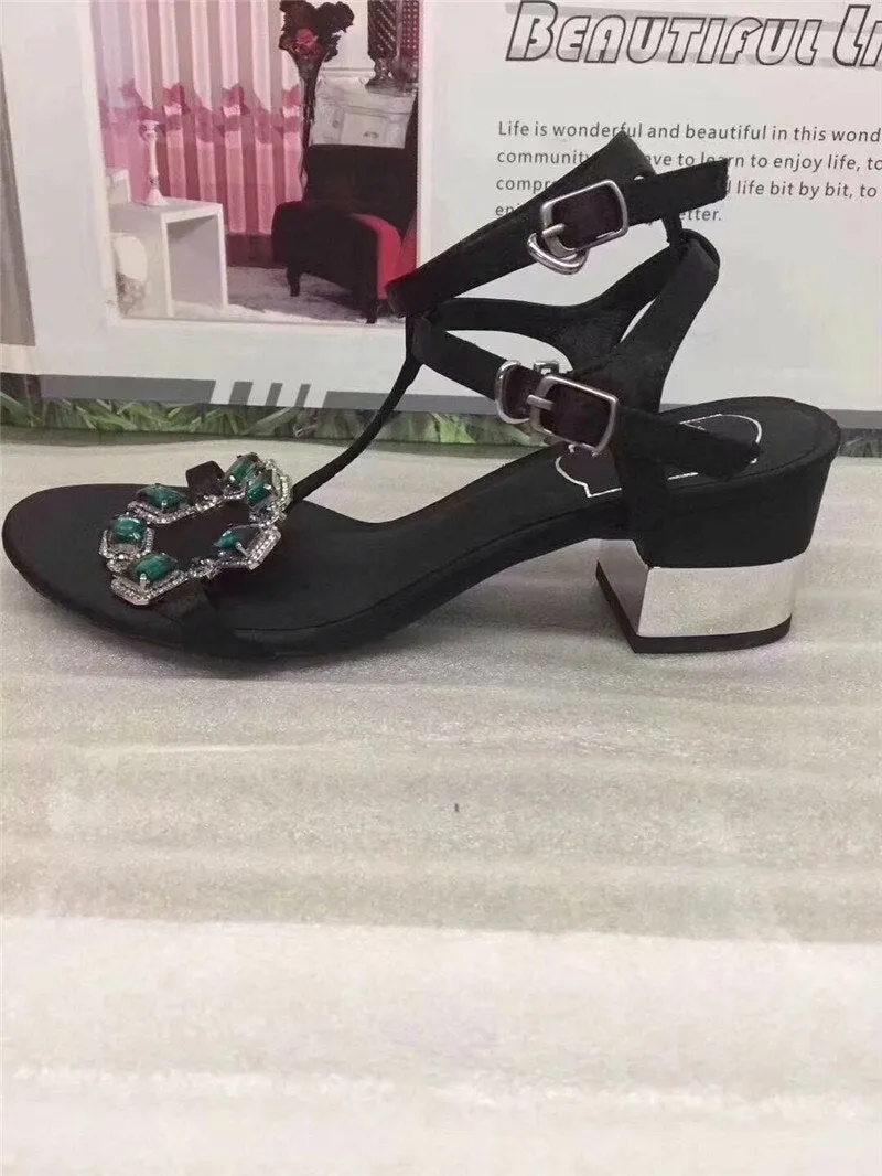 Genuine Leather Sandals Women High Heels