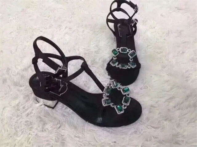 Genuine Leather Sandals Women High Heels