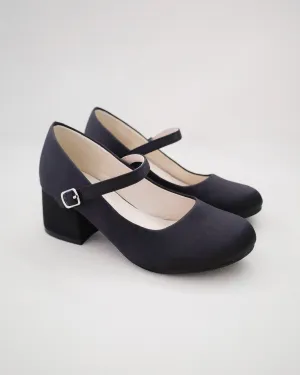 Girls Satin Mary Jane Block Heel