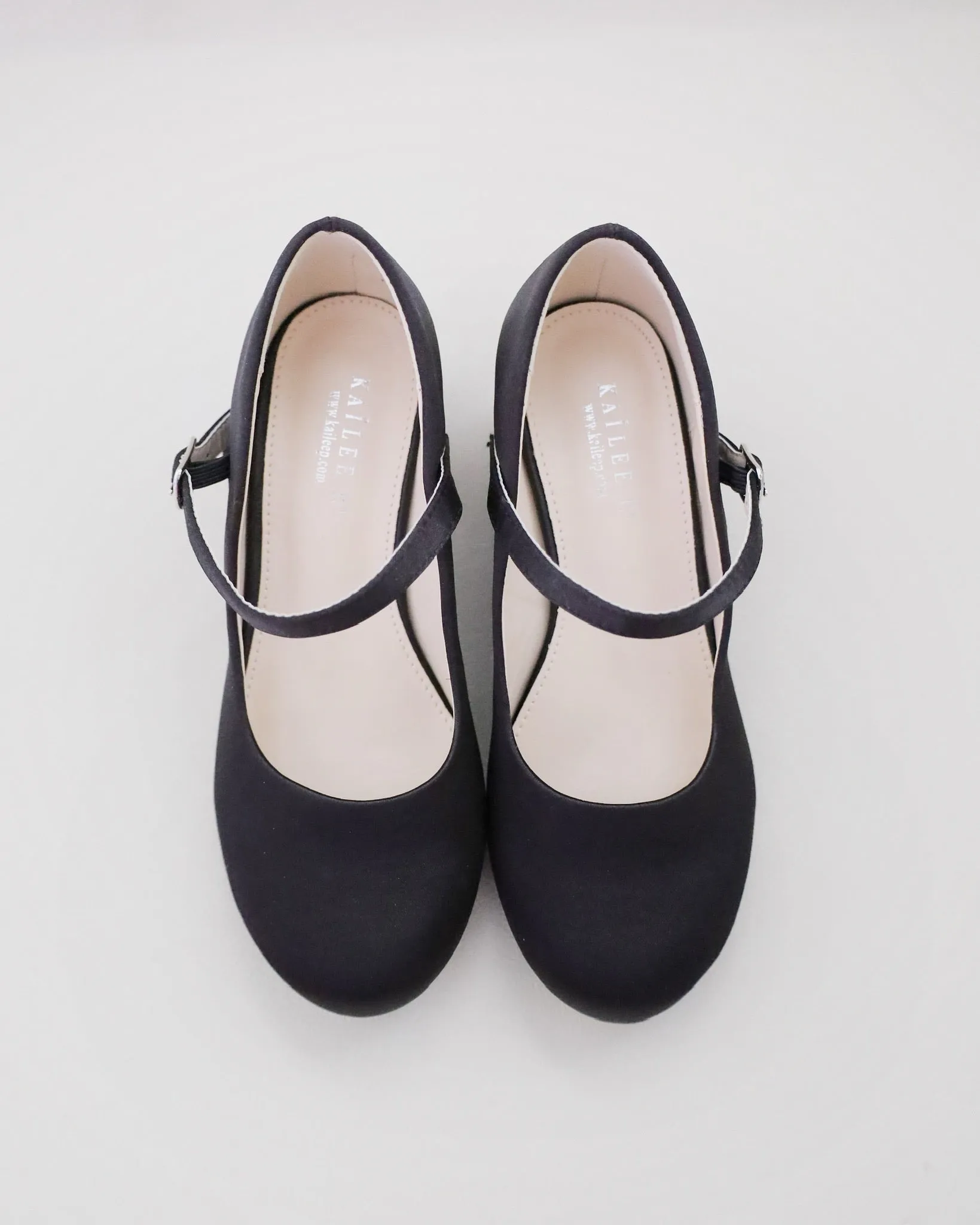 Girls Satin Mary Jane Block Heel