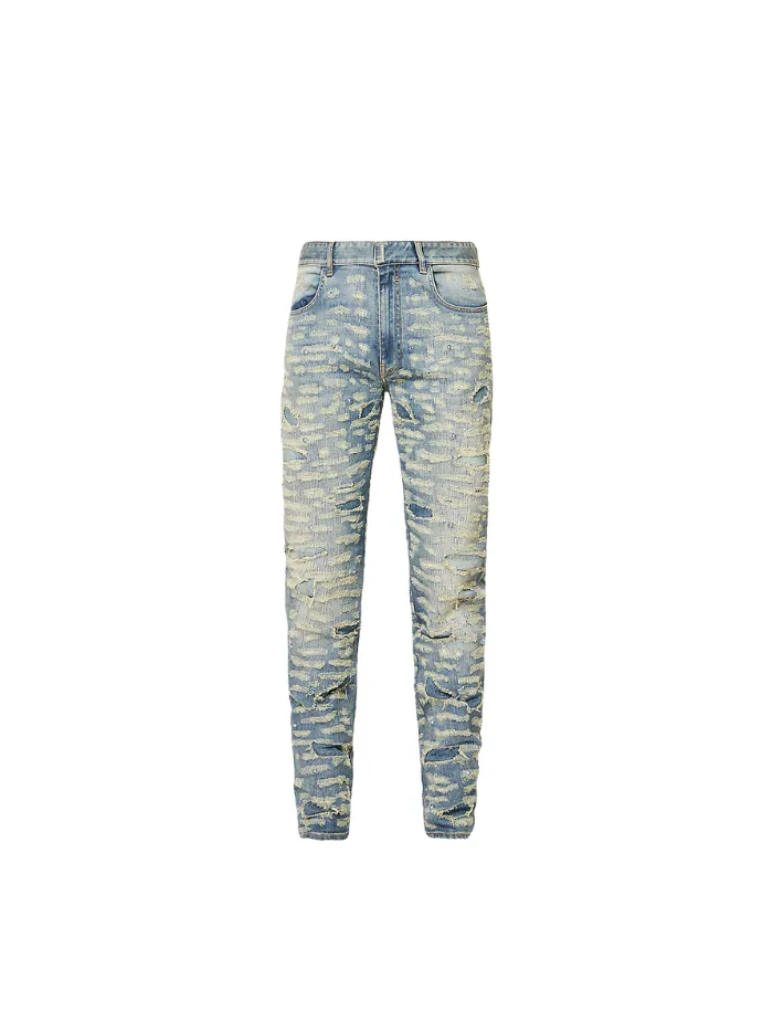 GIVENCHY Distressed slim-fit mid-rise stretch-denim jeans