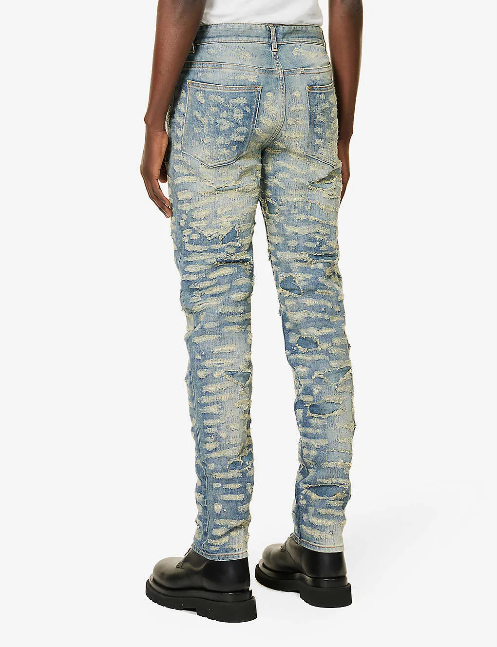 GIVENCHY Distressed slim-fit mid-rise stretch-denim jeans