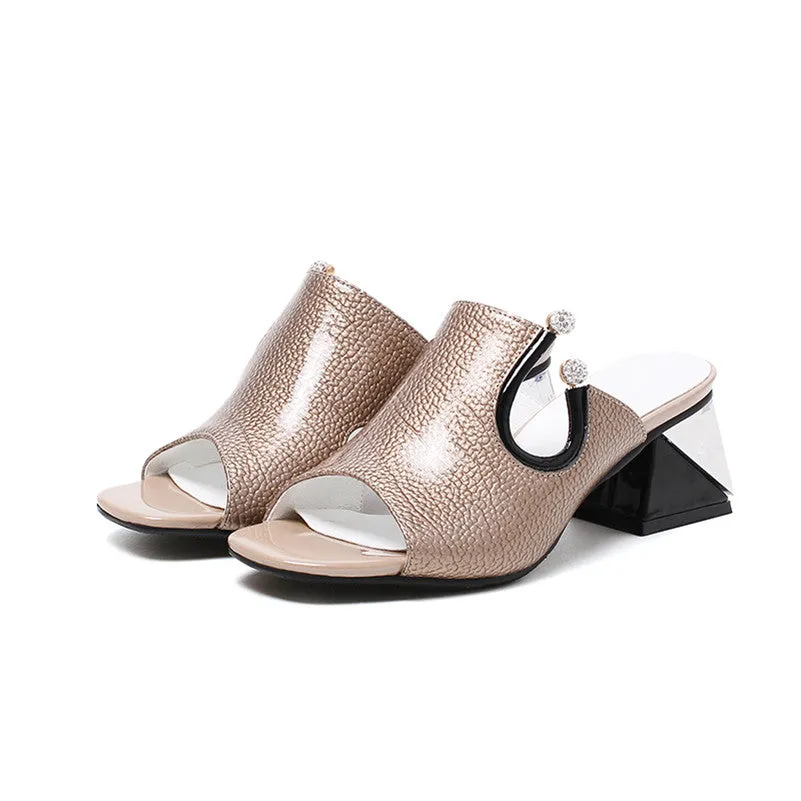 Gladiator Sandals For Women New Fashion Genuine Leather High Heels Shoes Woman Fashion Dress Wedding Party Shoes