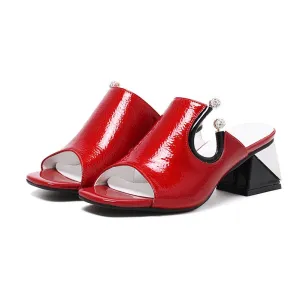 Gladiator Sandals For Women New Fashion Genuine Leather High Heels Shoes Woman Fashion Dress Wedding Party Shoes