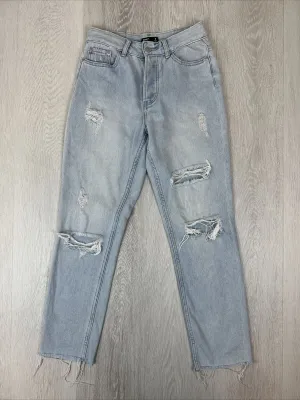 Glassons Womens Light Wash Distressed Mom Slim Jeans Size 8