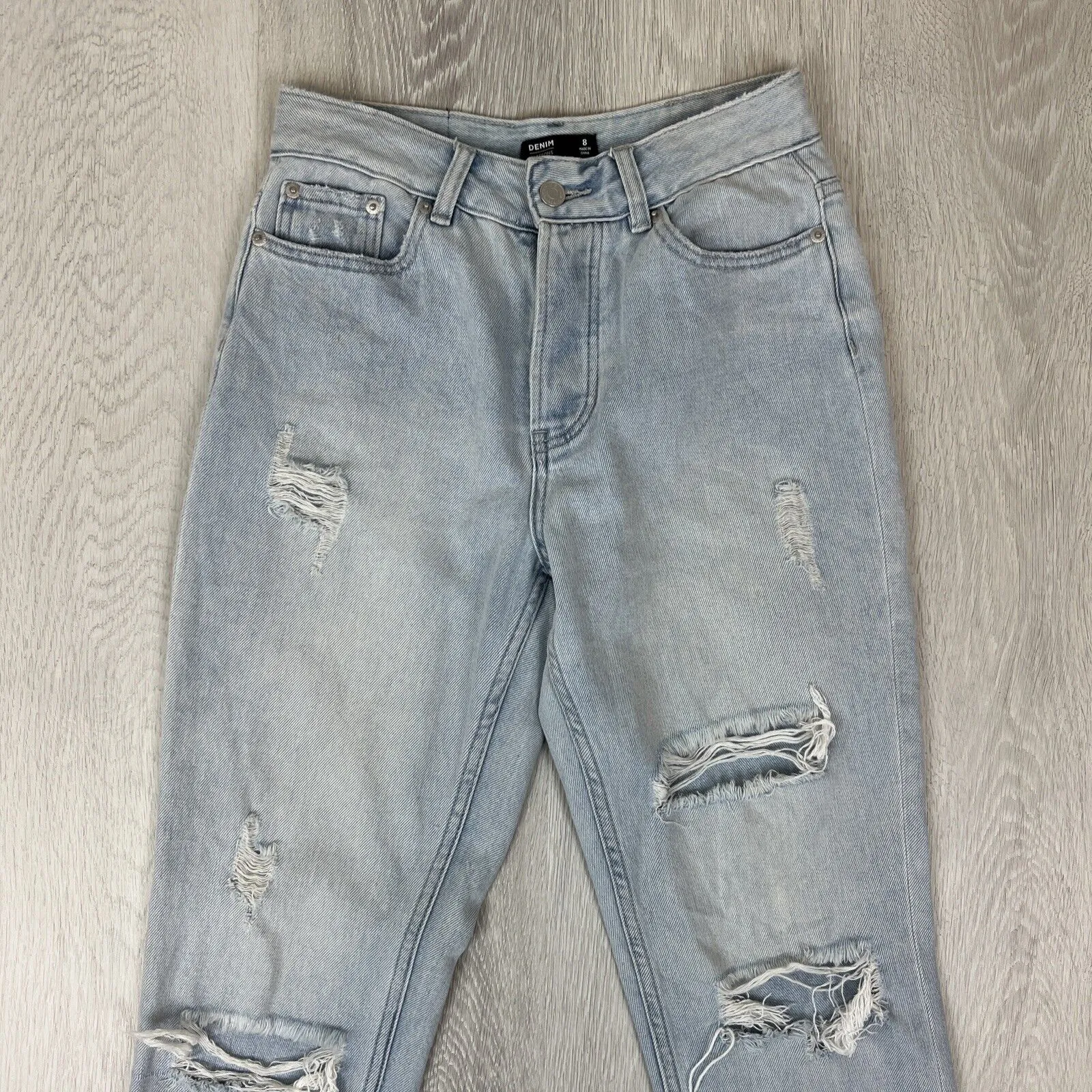 Glassons Womens Light Wash Distressed Mom Slim Jeans Size 8