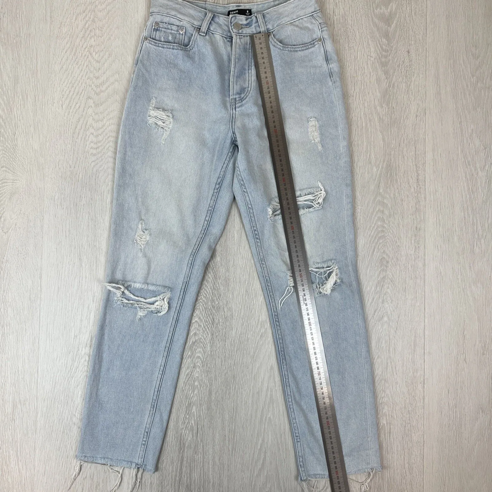 Glassons Womens Light Wash Distressed Mom Slim Jeans Size 8