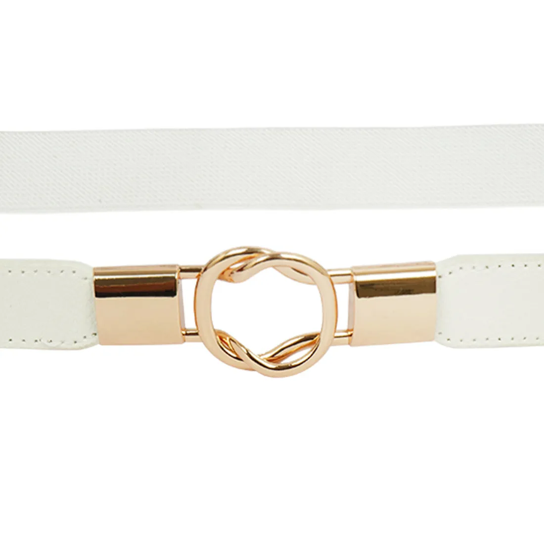 Gold Circle Buckle White Belt