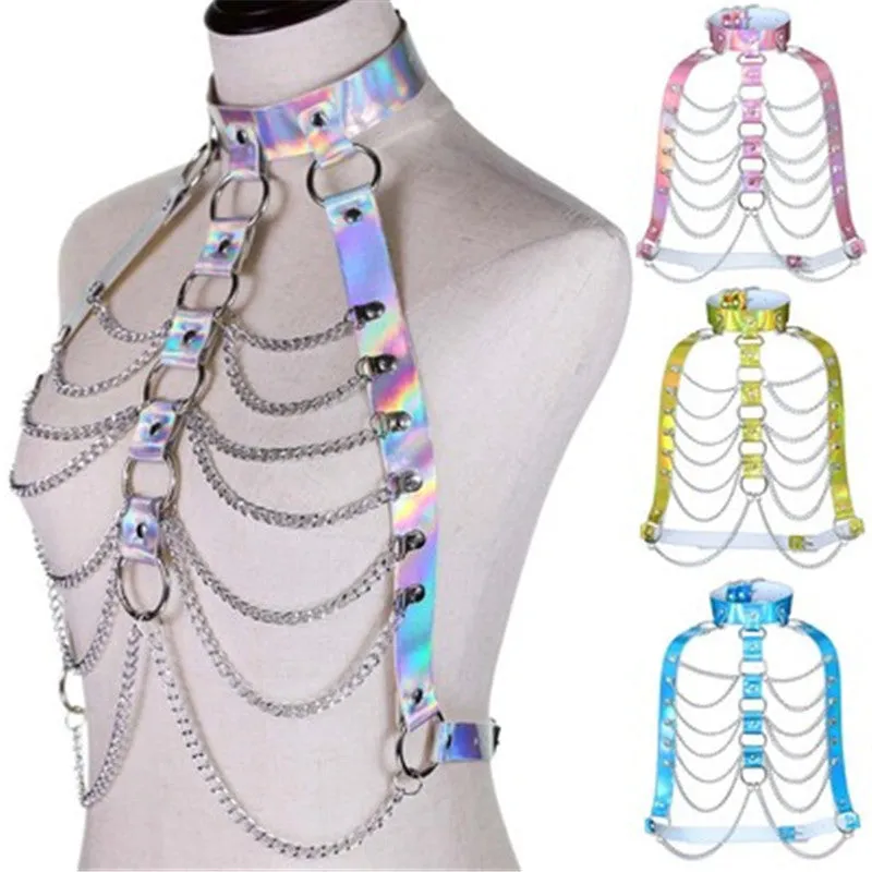 GOTHIC LASER METAL CHAIN BELT UB3179