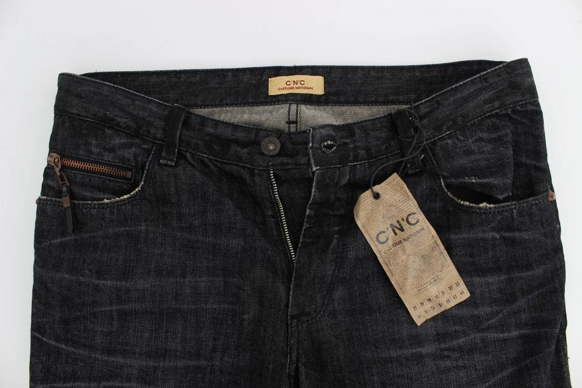 Gray Slim Fit Cotton Denim Pants Jeans