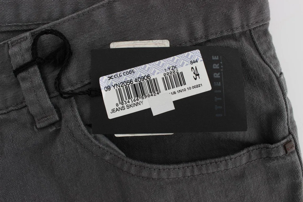 Gray Slim Fit Cotton Stretch Denim Jeans