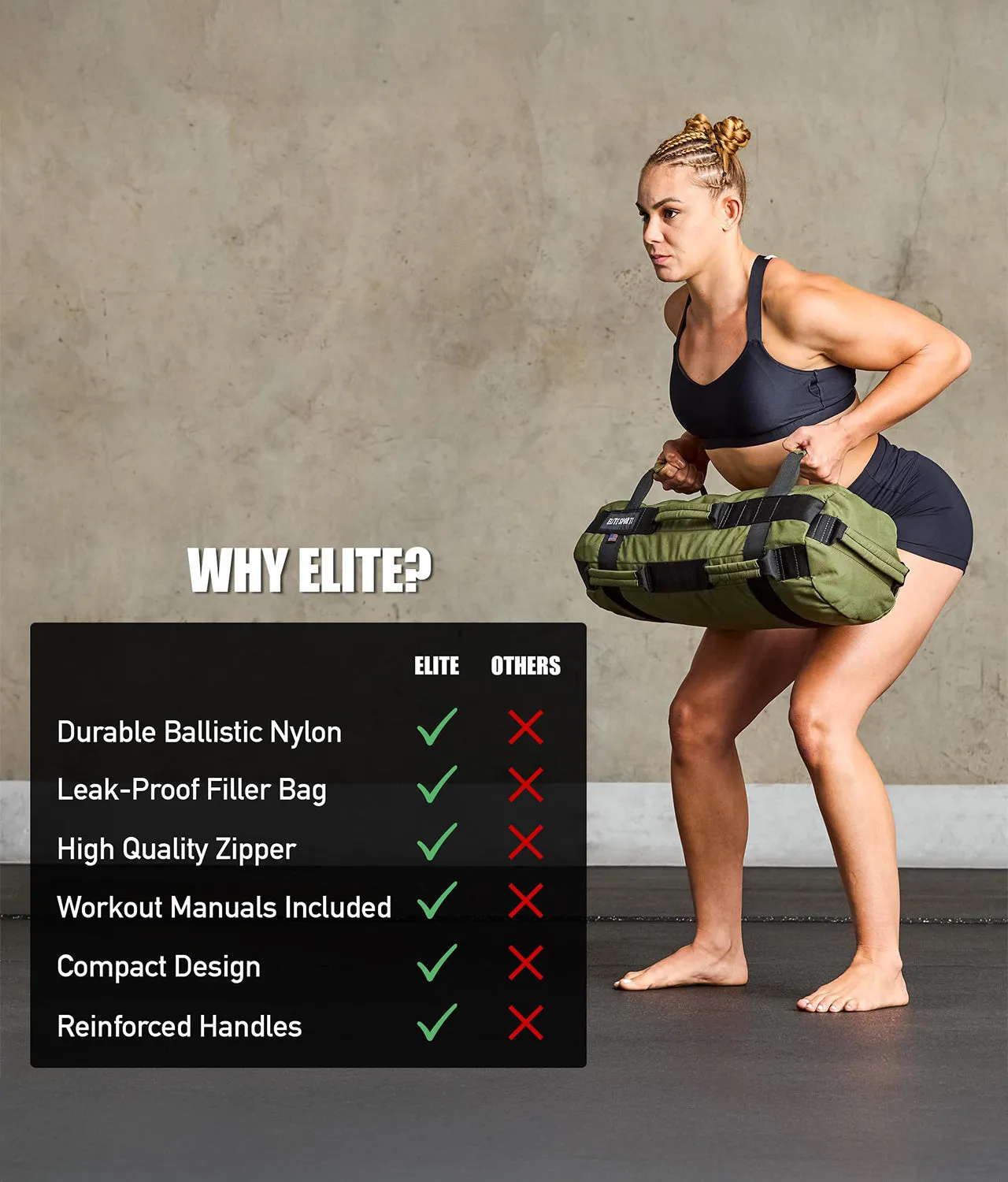 Green Core Duffel Workout Sandbag 5-25 lbs