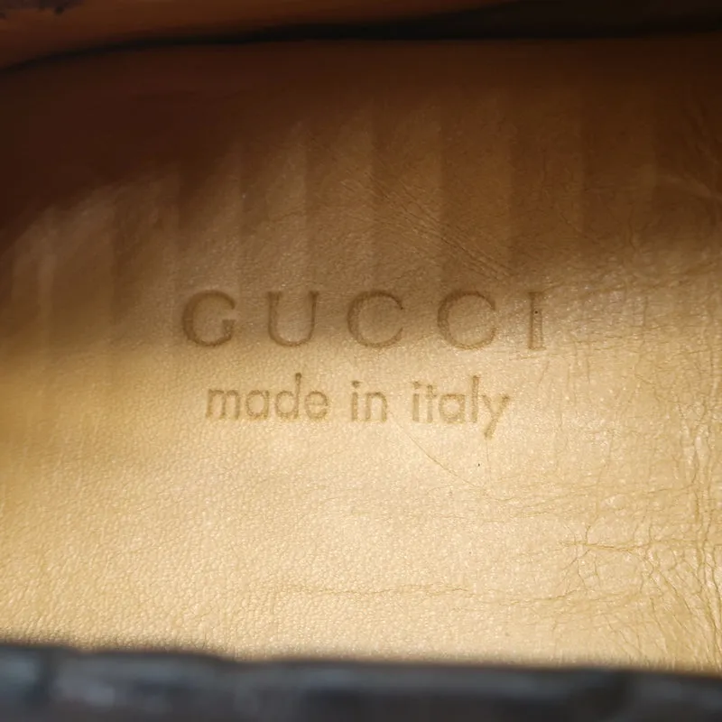 Gucci Bamboo Horsebit Driving Loafers Dark Brown Ostrich Size 9.5 NEW
