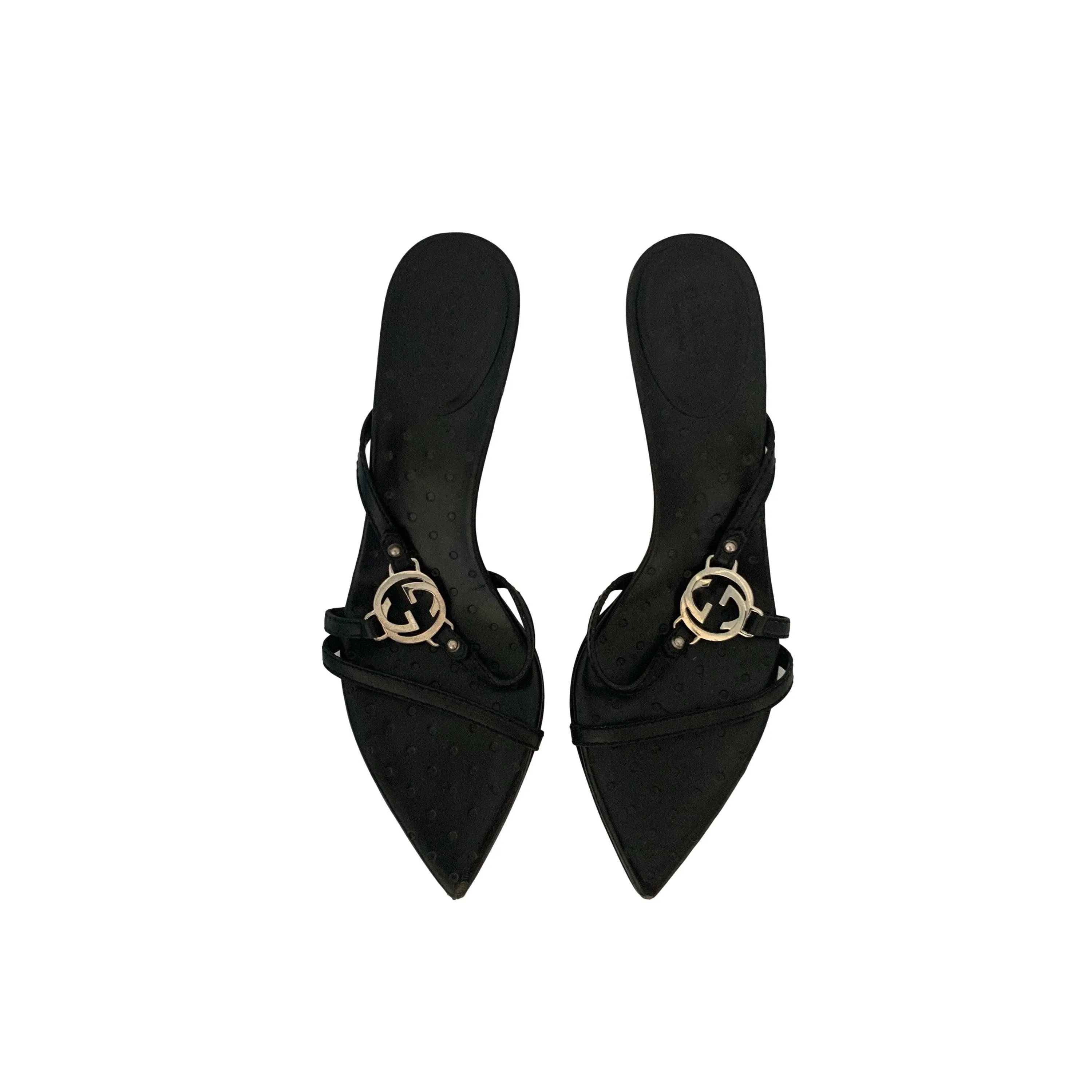Gucci Black Logo Kitten Heels