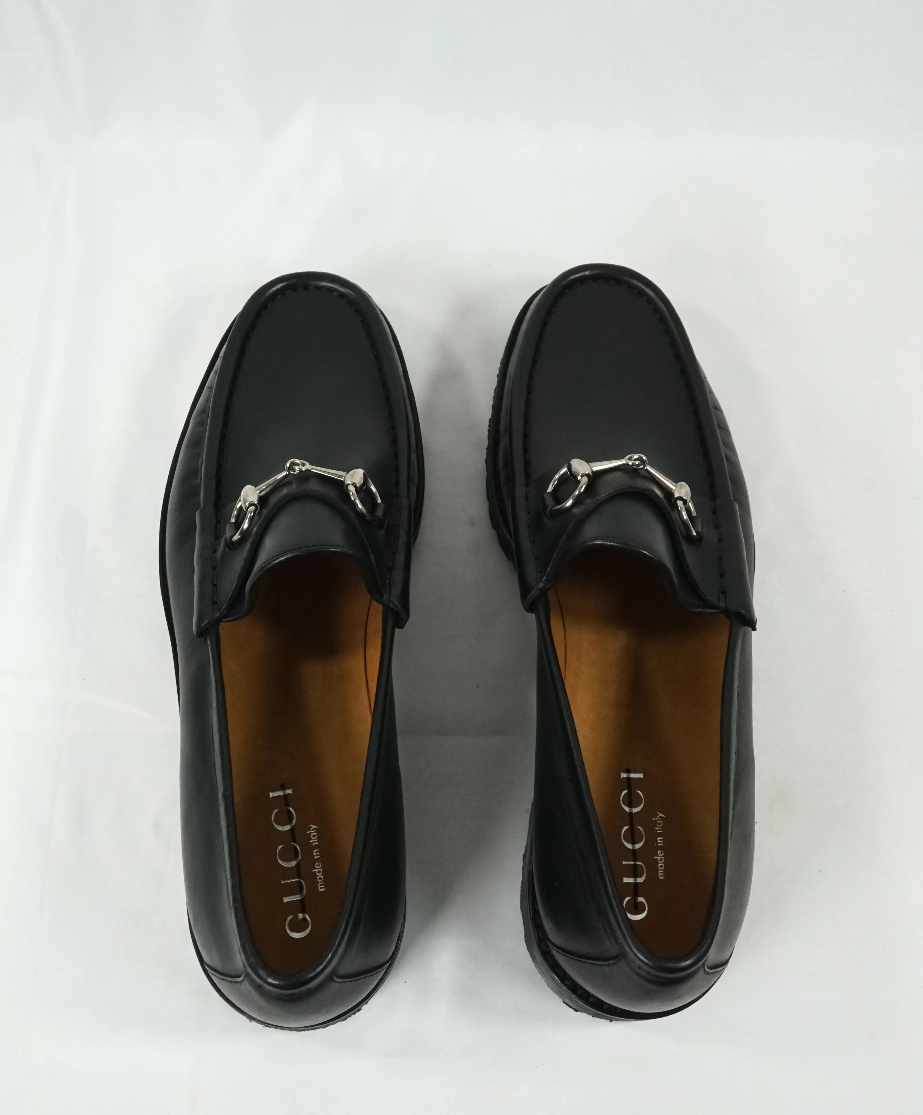 GUCCI - Horse-bit Lug Sole Loafers Black Iconic Style - 14