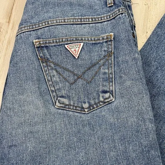 Guess Jeans Vintage 90s Denim High Waist Mom USA Sz 31 Pleated Tapered Leg