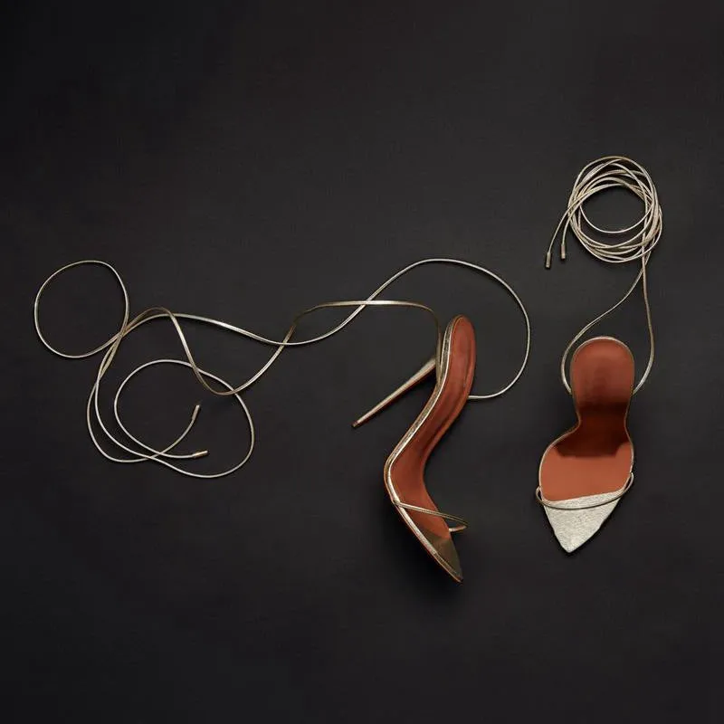 Hand-made Thin Strap Sandals Ankle Straps Stiletto High Heel Party shoes