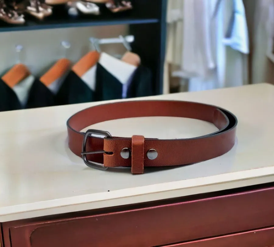 Handmade Men's Solid Leather Belts - 1 1/2 Inch, Sizes 30-48