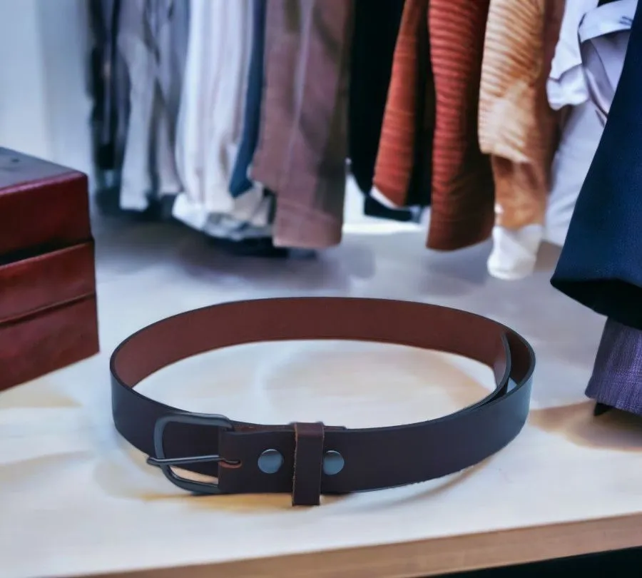 Handmade Men's Solid Leather Belts - 1 1/2 Inch, Sizes 30-48