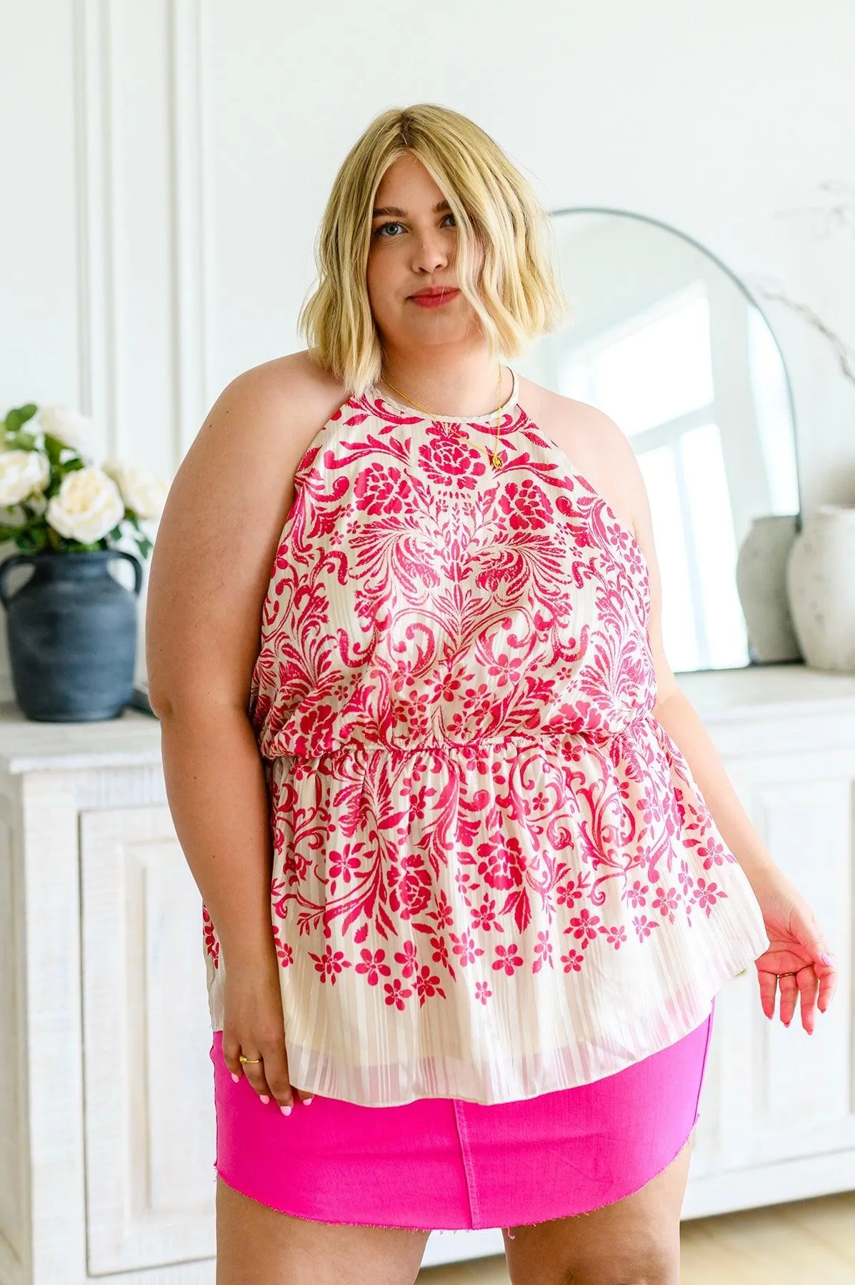 Hazel Blues® |  Fantastic Filigree Peplum Blouse