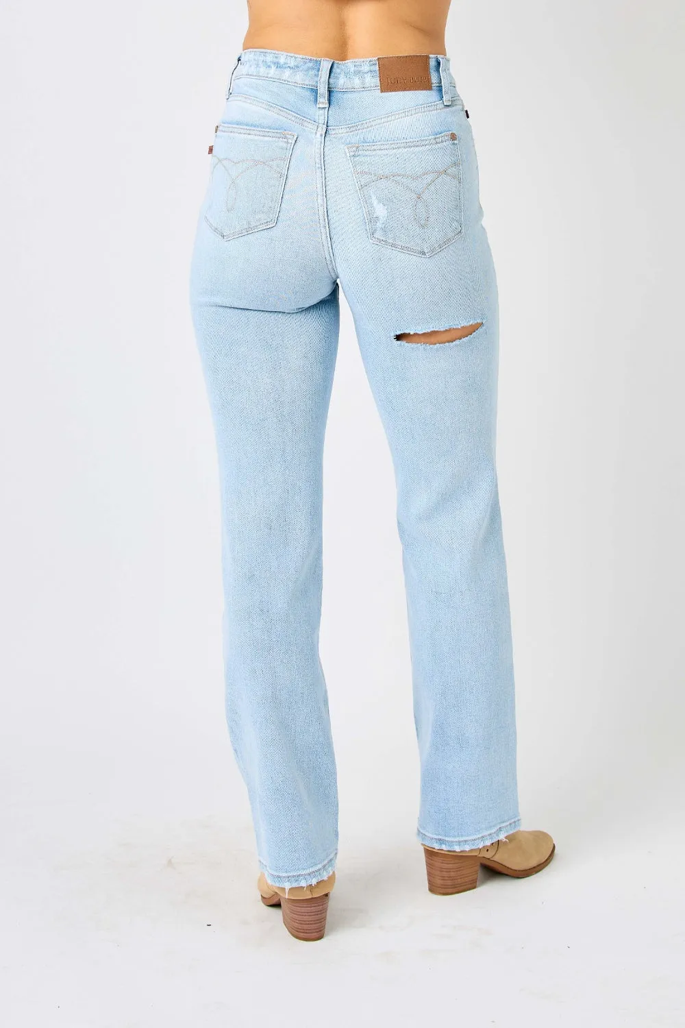 Hazel Blues® | Judy Blue High Waist Distressed Straight Jeans