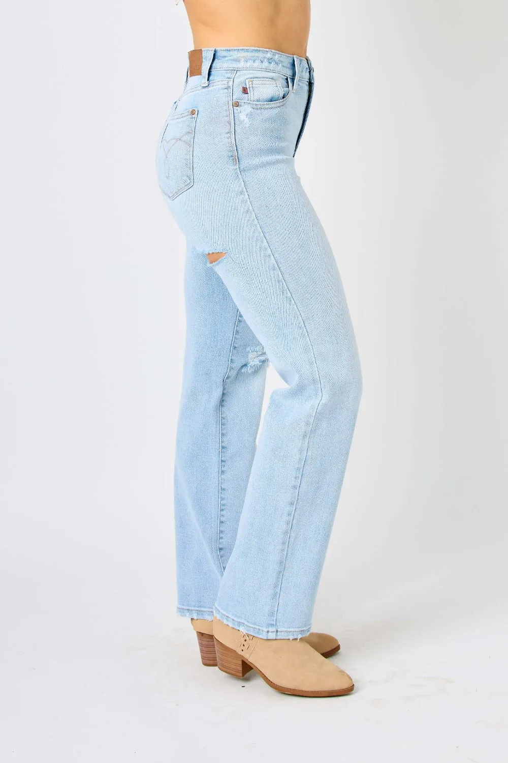 Hazel Blues® | Judy Blue High Waist Distressed Straight Jeans