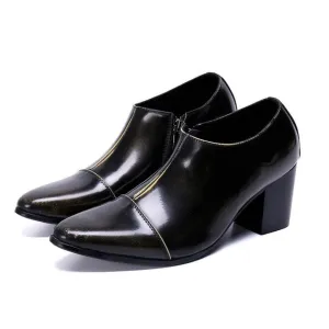 Height Increase Patent Leather Men Shoes Pointed Toe High Heels Dress Shoes Men's Slip-On Wedding Shoes Career Work Shoes 37-46