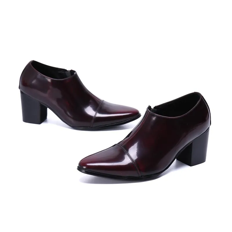 Height Increase Patent Leather Men Shoes Pointed Toe High Heels Dress Shoes Men's Slip-On Wedding Shoes Career Work Shoes 37-46