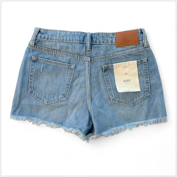 Hidden Los Angeles Sofie Mom Shorts Distressed Denim High Rise NWT NEW M