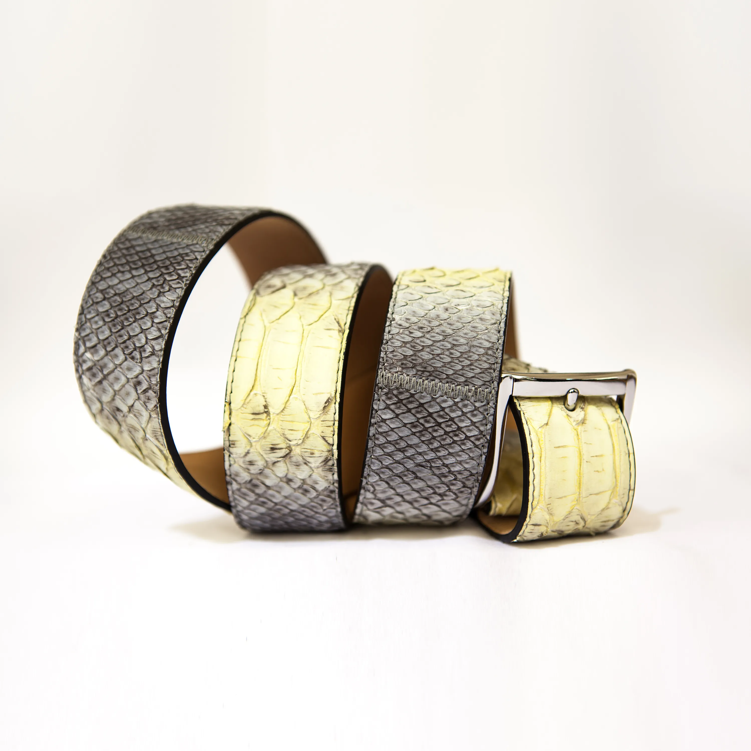 High Class Grey/ Yellow Python Skin Belt